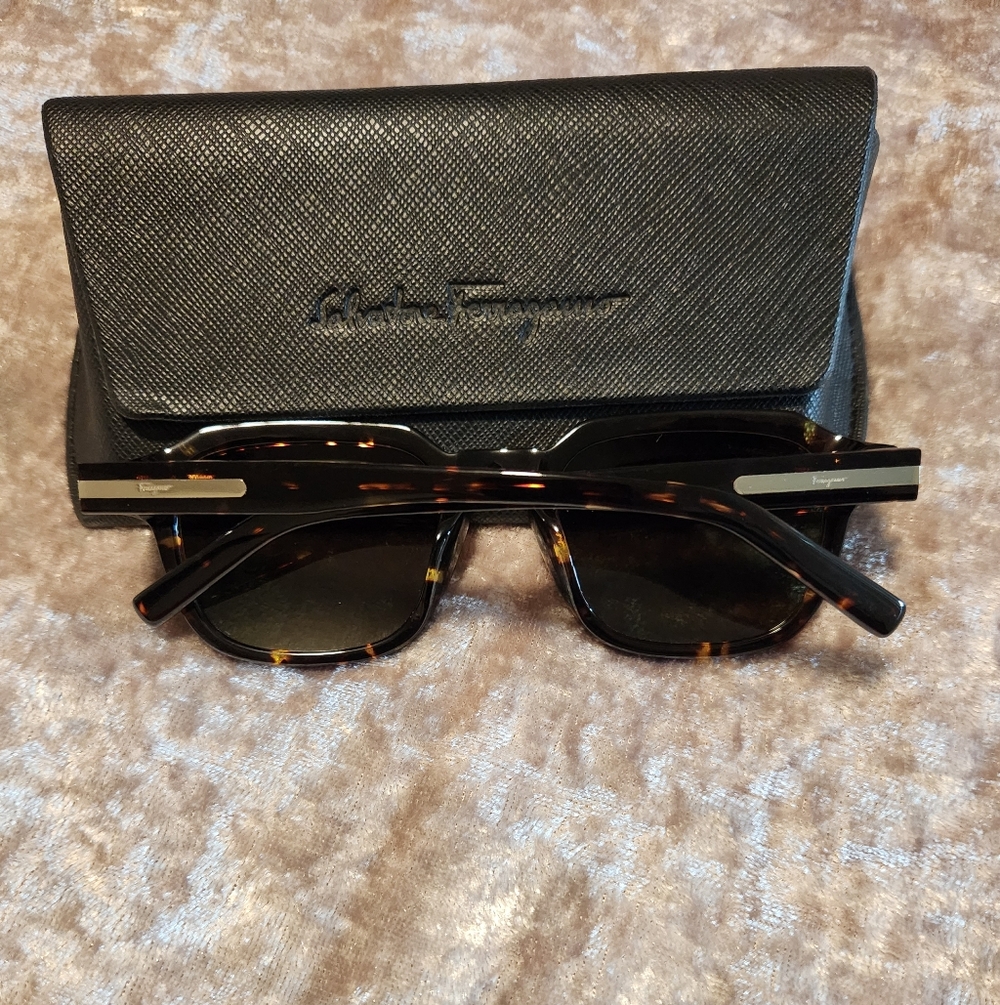 Salvatore Ferragamo Tortoise Sunglasses with Black Case